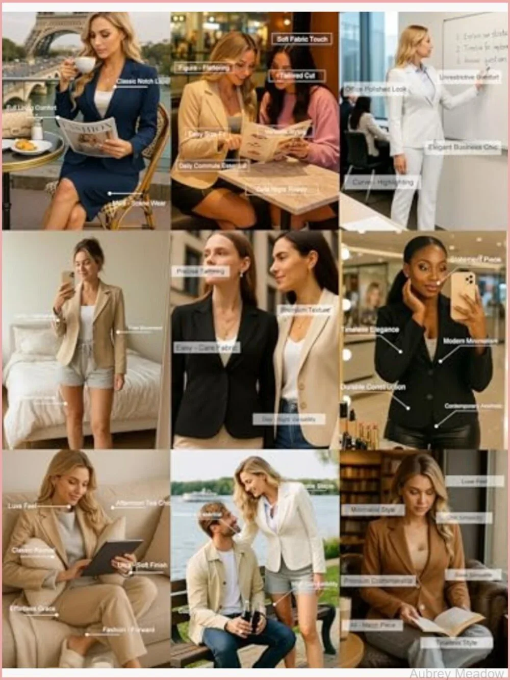 Business Casual Cropped Blazer Lapel Collar Long Sleeve Work Office Suit Jacket